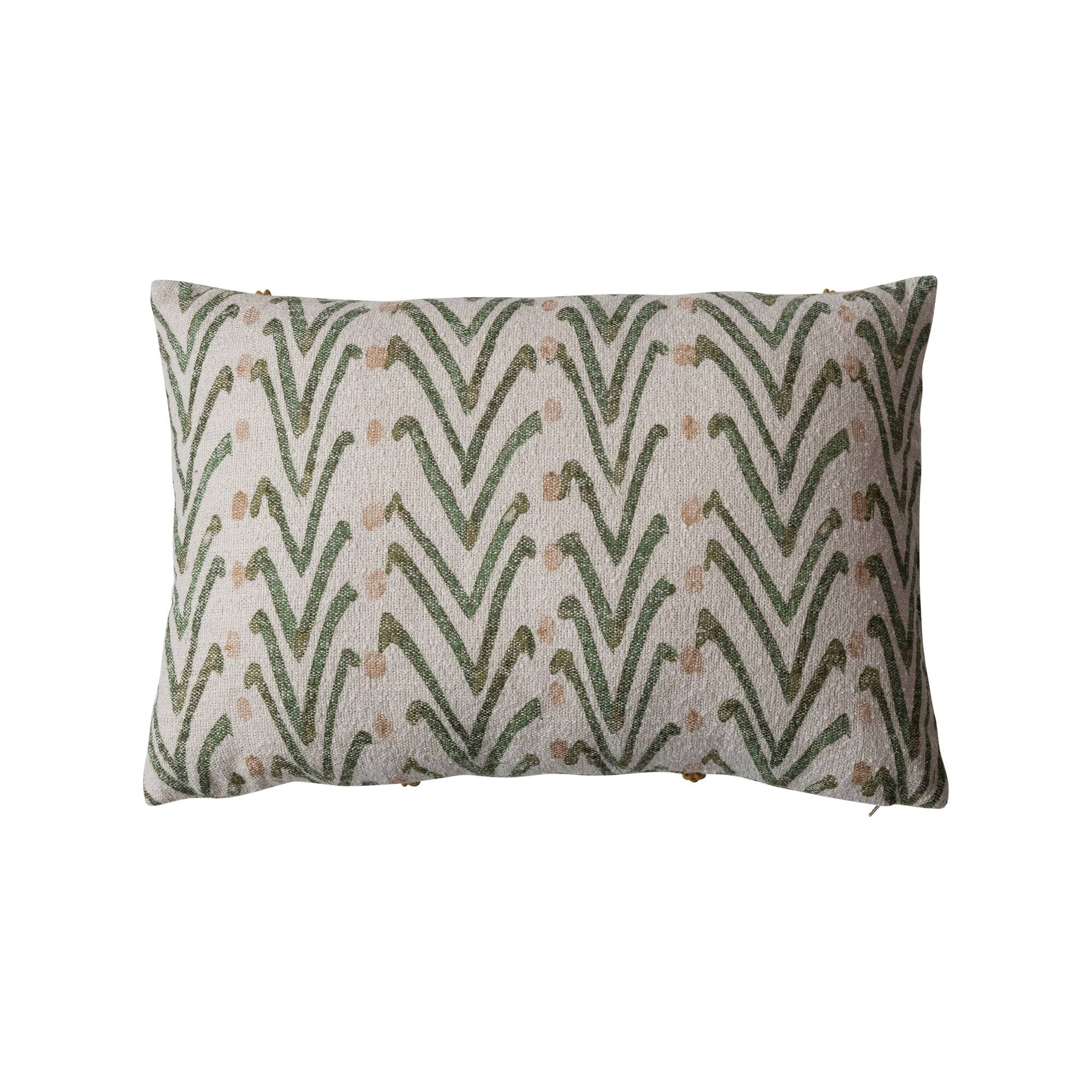 Hello Honey® 24" Natural, Green & Mustard Floral Pattern Lumbar Pillow
